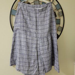 Poetry Linen Asymmetric Hem Midi checkered skirt